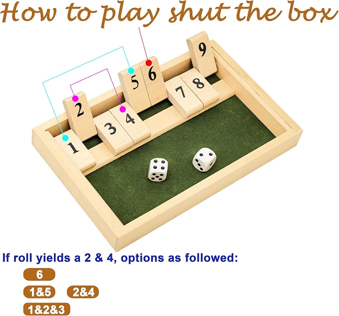 Memory Game for Dementia Senior, Alzheimers Product Activities for Elderly | 9 Numbers Wooden Shut The Box Alzheimer's Products for Parkinson Patient, Fidget Toy Sensory Busy Board Puzzle Gadgets Gift