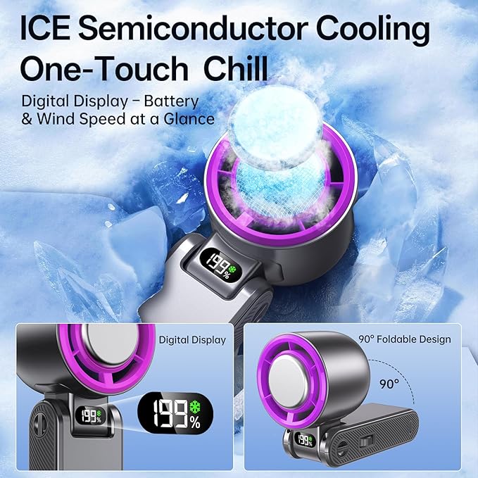 Pro Handheld Portable fan with Turbo Cooling, Speed(1-199) 5500mAh | 20000 RPM Hand Held Fan Rechargeable Powerful Mini Personal fan for Travel, Outdoor, Beach & Makeup