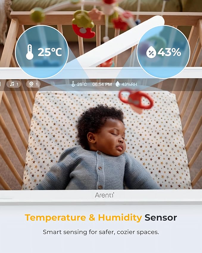 ARENTI Upgraded Baby Monitor, 4MP 2.4G&5G WiFi Baby Camera Monitor, Infrared Night Vision, Night Light, 2-Way Audio, Cry&Motion Detection, Temp&Humidity Sensor, App Control