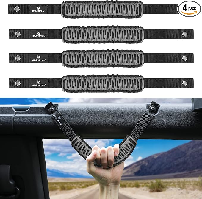 SEVEN SPARTA 4pack Roll Bar Grab Handles for Ford Bronco 2021-2026 2/4 Door | No Drill Install, Color-Matched Paracord Handles, Uses Factory Bolts, Sturdy & Comfortable Grip for 2021-2026 Bronco 2/4 Door