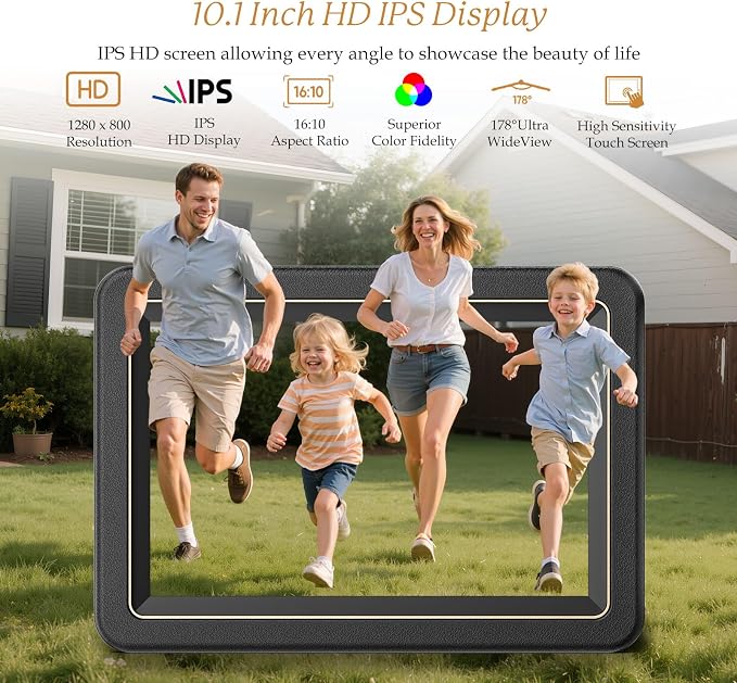32GB Digital Picture Frame, Frameo 10.1 Inch Smart WiFi Digital Photo Frame | 1280x800 IPS Touch Screen, Instant App Sharing, Auto-Rotate, Tabletop&Wall Mount ,Electronic Gift for Parents Grandparents