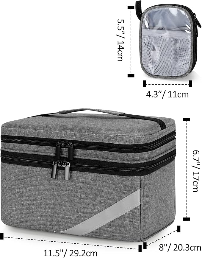 Trunab Medicine Storage and Organizer Bag Empty, Pill Bottle Organizer | with Portable Small Pouch, Home First Aid Box for Emergency Medication, Supplements or Medical Kits (Bag Only)