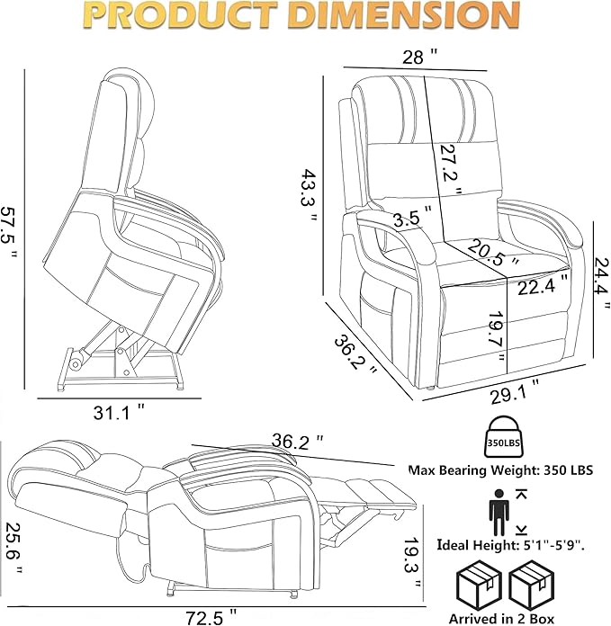 Trustyue Power Lift Recliner Chair, 180° Lay Flat Recliner, Lift Chair with Massage and Heat, Standing Assistance, Living Room Chair for Elderly People Chenille, Grey