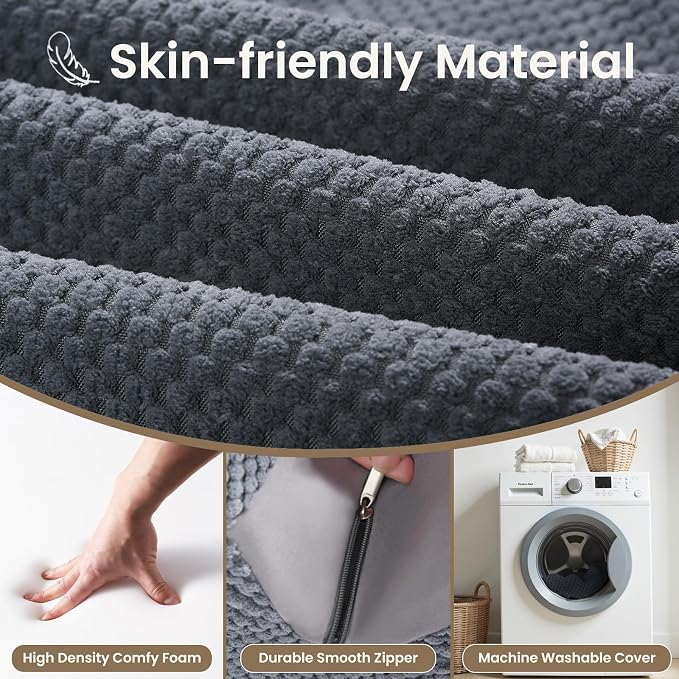 Toddlers' Bed Rail Bumpers Protector, Children's Bed Guardrail Padding, Soft Cushioned Barrier, Increased Height, Easy to Install, Washable Cover, Fits Floor, Bunk & Loft, 3 Ft, Gray