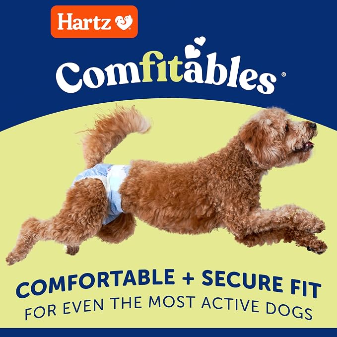 Hartz Comfitables Disposable Dog Diapers, Size XS, Comfortable & Secure Fit, Easy to Put On, Super Absorbent Male and Female Diaper, 38 Count (Pack of 8)