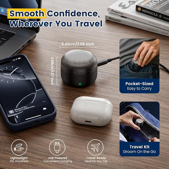 Nose Wax Kit: Nose Hair Wax Kit with USB Fast Heat & Smart Temp, Painless Nose Ear Hair Removal for Women & Men, 100g Hard Wax Beads, 30 Applicator Sticks for Eyebrow, Lip & Facial Hair, Travel Size