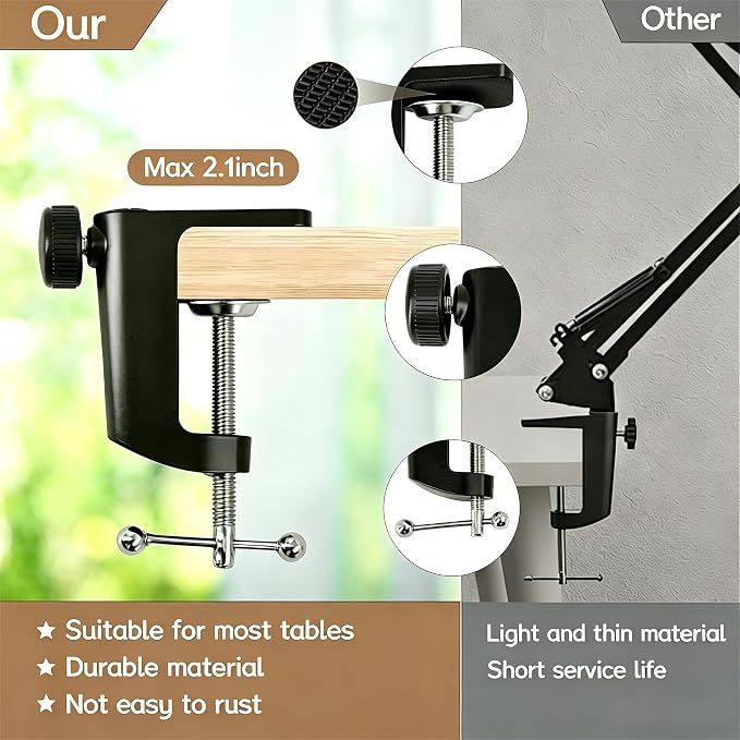 12X Magnifying Glass with Light and Clamp, 84 LEDs Real Glass Lens Magnifying Lamp for Close Work, Repair, Reading, Craft（Top Button）