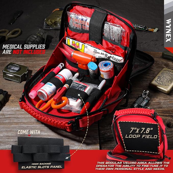 WYNEX Tactical Molle Admin Pouch, Molle Pouches of Double Layer Design | Utility EDC Pouch Organizer, Modular Tool Pouch, Medical EMT Attachment Bag,Large Capacity, Elastic Webbing Insert Panel