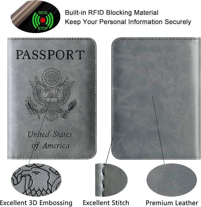 LOHASLIFE Passport Holder for Travel Essentials, Passport Cover Wallet | Leather Rfid Blocking Card Case, Travel Accessories, Vacation Luggage Must Haves, for Men Women