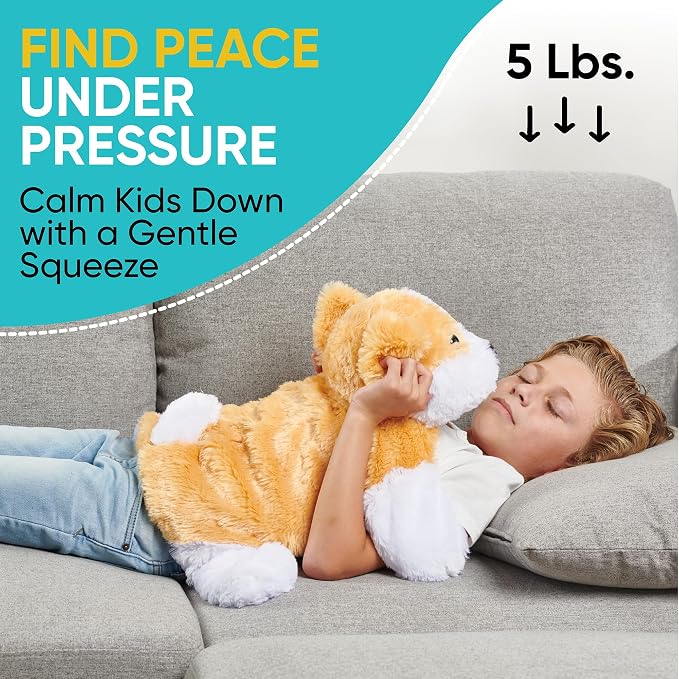 FRIENDLY CUDDLE Weighted Lap Blanket for Kids & Adults – Kids Weighted Blanket – ASD, Sensory Processing Weighted Stuffed Animals Dog Toy – Microwavable Weighted Lap Pad for Kids, 5 Lbs