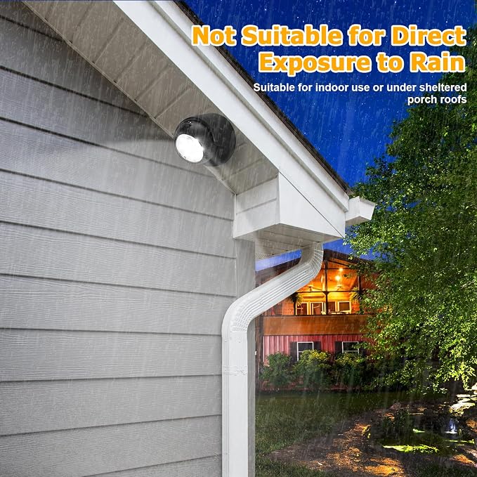 Motion Sensor Outdoor Lights - Outdoor Motion Sensor Light Battery Operated Wireless Spotlight Motion Detector Security Light Auto On Off for Sheltered Porch Stair Hallway Garage Wall Shed (2 Pack)
