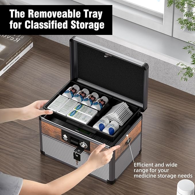Glosen Medicine Lock Box,locking medicine box, Security Lock Boxes，lock box, First Aid Key Safe Box,Lock Box for Medication
