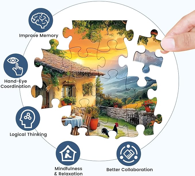 Jigsaw Puzzles 300 Pieces for Adults,Village Puzzles 300 Pieces for Kids | Chicken Animal Puzzle Games,Mountains Cabin Countryside Jigsaw Puzzle Family Challenging Puzzle Gift Toy for Men Women