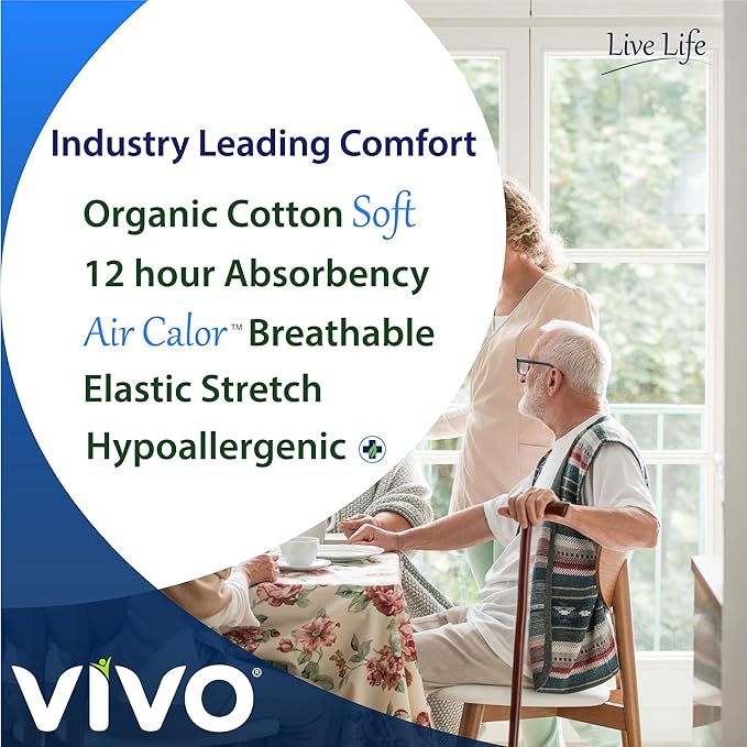 VIVO Organic Cotton Overnight Sensitive Skin Adult Incontinence Diaper Briefs with Tabs, Large 22 Count