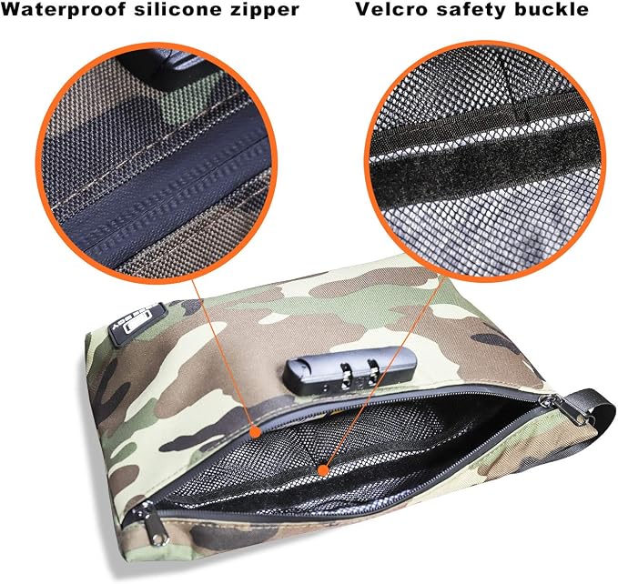 Free Boy Smell Proof Bags 11.8"x8.6"Durable Odor Proof Stash Bag with Combination Lock,Smell Odor Case Container