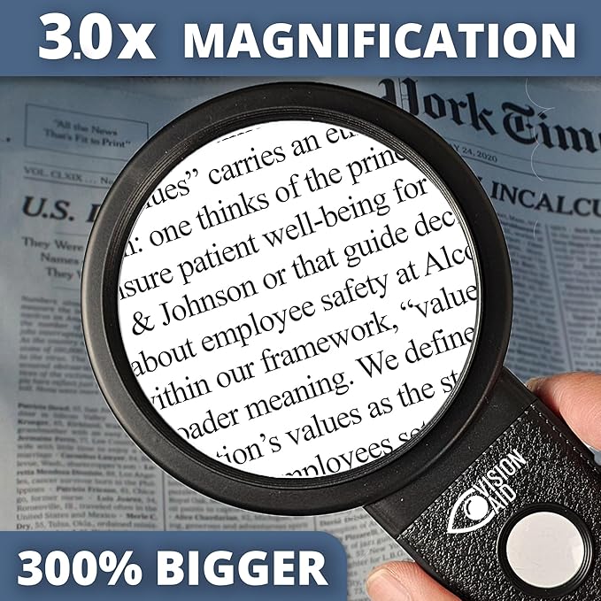 30x Hands-Free Magnifier with USB Rechargeable Ultra Bright LED Lights and Case | 40x Loupe Magnifying Glass with Stand for Reading Jewelry Coins Watch Hobby Crafts Close Work
