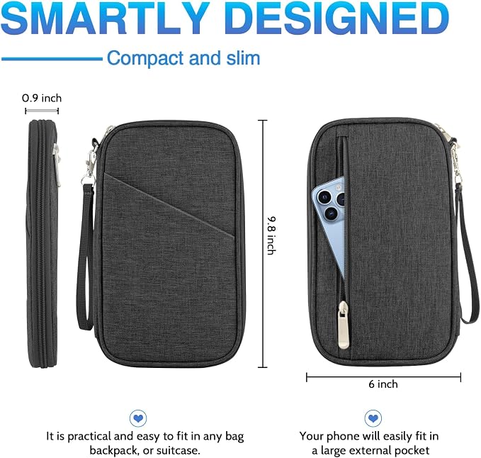 Passport Holder Family, Women RFID Blocking Passport Wallet, Travel Essentials Premium Wallets, Waterproof Passport Holders Bag for Men Traveling, Travel Document Organizer Credit Cards Case