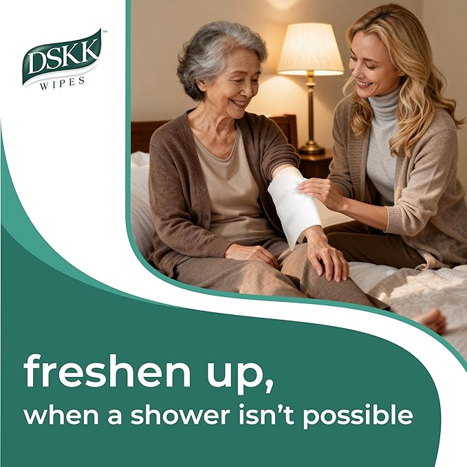 XL Ultra Thick Body Wipes for Adults Bathing No Rinse | 50 Disposable Cleansing Washcloths for Women, Men & Elderly | Infused with Aloe & Vitamin E | Shower Wipes | Great for Travel, Gym & Camping