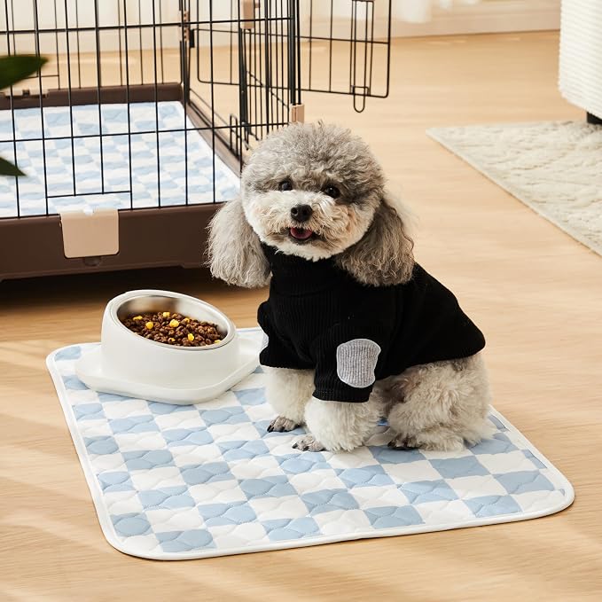 2 Pack Blue Checkered Washable Pee Pads for Dogs, Checkered Reusable Dog Pee Pads, for Puppy Playpen, Crate, Whelping Box, Potty Training, Cute Aesthetic Absorbency, Leak-Proof Non-Slip, Large