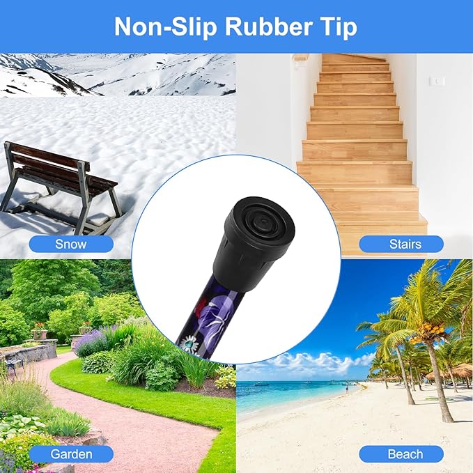 supregear Folding Cane, 5-Level Adjustable Height Walking Stick Lightweight Collapsible Portable Travel Cane with Wrist Strap and T Handle for Elderly Disabled Men Women