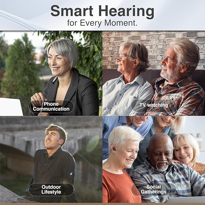 Otoadd F1-S OTC Hearing Aids for Seniors, Rechargeable Battery, Bluetooth App Control & AI Noise Reduction, Invisible Design, Includes 3 Cleaning Brushes