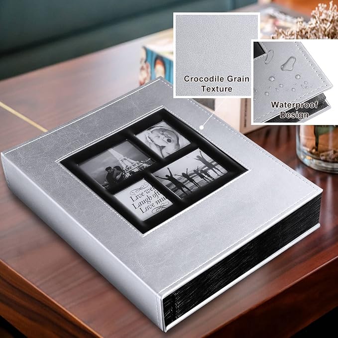 Ywlake Photo Album 4x6 1000 Pockets Photos, Extra Large Capacity Family Wedding Picture Albums Holds 1000 Horizontal and Vertical Photos Silver