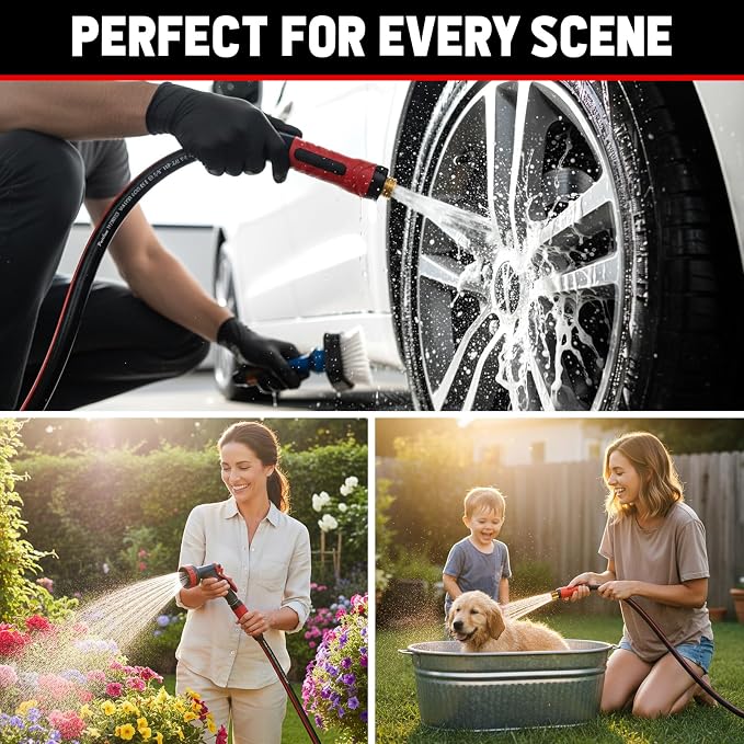 Garden Hose 25ft x 5/8", NON-EXPANDABLE Heavy Duty Premium Flexible Hose | No Kink, Leakproof, Lightweight Hybrid Water Hose with Male to Female Fittings for Household&Backyard
