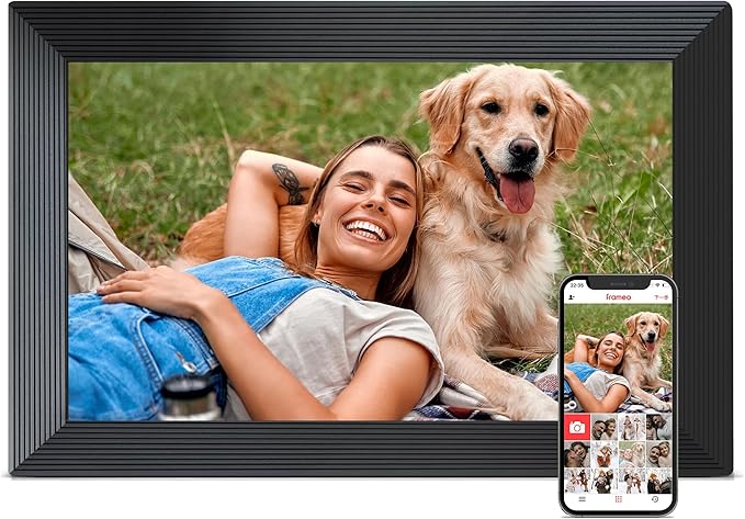Frameo 10.1" Digital Picture Frame WiFi, 1280 * 800 IPS HD Touchscreen, 32GB Storage, Instant Share Pictures Video, Smart Photo Frame Electronic, Gifts for Mom, House Warming