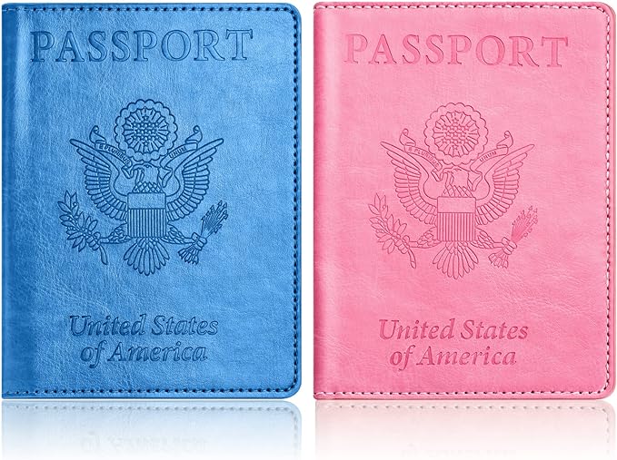 Eoehro Passport Holder for Travel Essentials-2Pack, Passport Wallet Cover Case for Travel Must Haves Accessories,Passport Book Holders for Women and Men