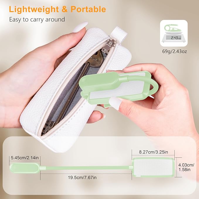 Gritin 16 LED Rechargeable Book Light for Reading in Bed | Eye Caring 3 Color Temperatures, Stepless Dimming Brightness, 80 Hrs Runtime, Lightweight Flexible Clip on Light-Cyan