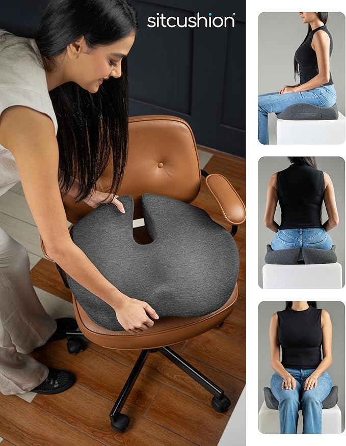 Extra Large Memory Foam Seat Cushions for Office Chairs, Pressure Relief Seat Cushion for Tailbone Pain Relief, Sciatica & Back Pain, Ergonomic Office Chair Cushion for Long Sitting & Driving (Black)