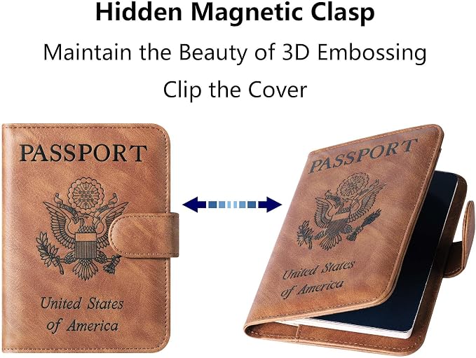 LOHASLIFE Passport Holder for Travel Essentials, Passport Cover Wallet | Leather Rfid Blocking Card Case, Travel Accessories, Vacation Luggage Must Haves, for Men Women