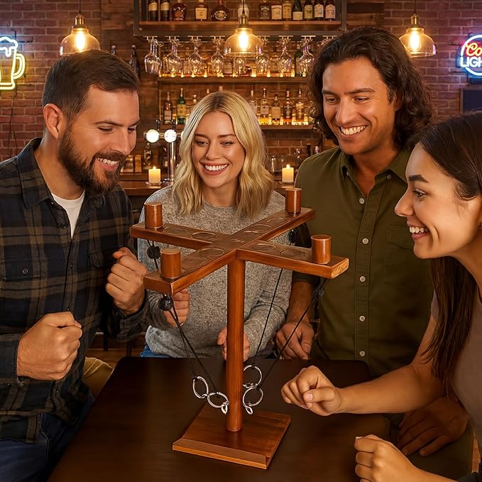Hook and Ring Game Large Ring Toss Game for Adults Family Party Bar Indoor Outdoor Homes Yard Multiplayer Play Patio Decor