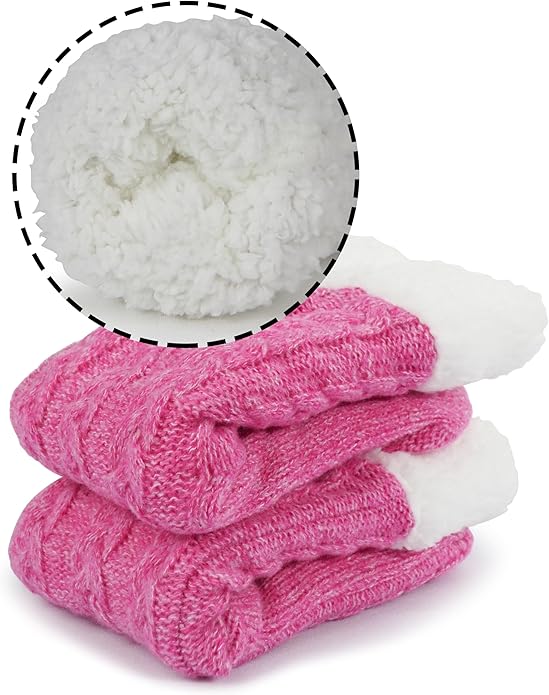 BenSorts Women Winter Thick Slipper Socks with Grippers Non Slip Warm Fuzzy Socks Christmas Gifts