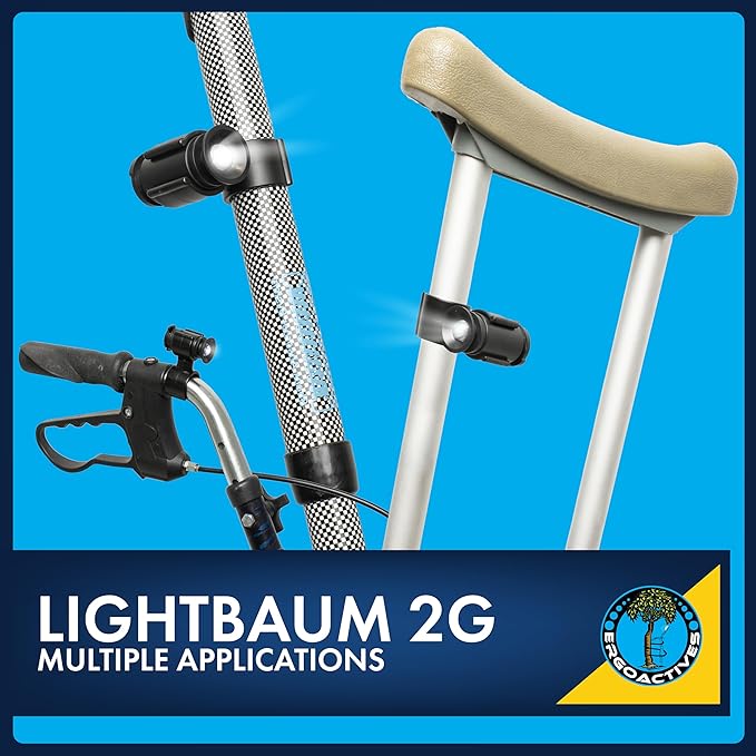 LightBaum 2G- New Improved Adjustable LED Flashlight for Crutches, Canes, & Walkers, Helps Prevent Falls During Dark Hours, Perfect Illumination Allows Users To See At Night (Universal tube mount)