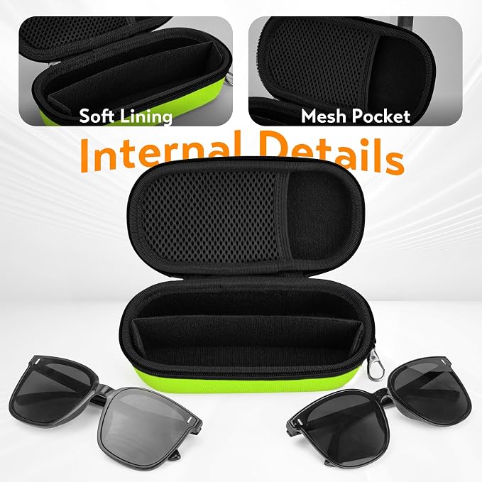 Double Eyeglasses Case, Hard Shell Dual Glasses Case Travel Sunglasses Organizer for Men Women