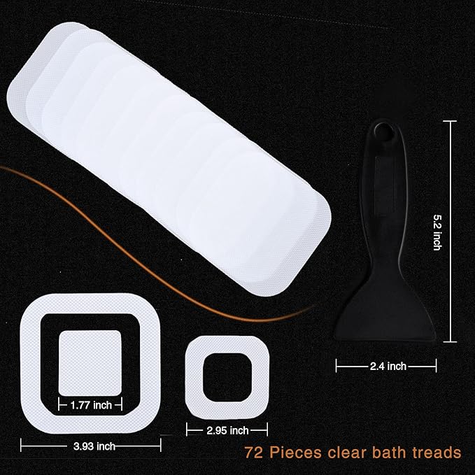 Non-Slip Bathtub Stickers, 36 PCS Safety Bathroom Tubs Showers Treads Adhesive Decals Scraper