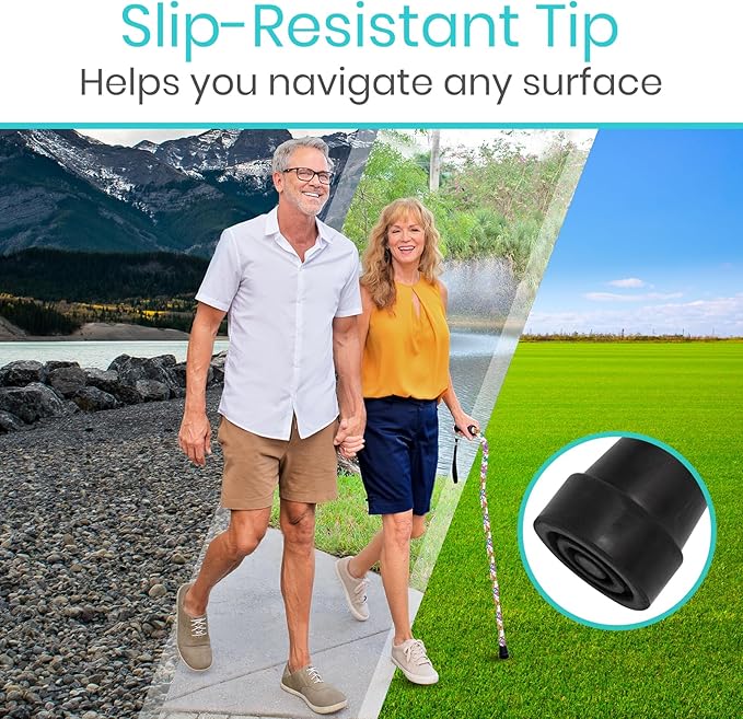 Vive Walking Cane for Women, Men, Elderly - Patented Offset Grip - Lightweight Adjustable Walking Aid with a Non-Slip Tip - Sturdy Balancing Mobility Aid for Seniors