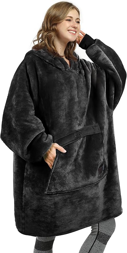 Catalonia Oversized Blanket Hoodie Sweatshirt, Wearable Sherpa Lounging Pullover for Adults Women Men