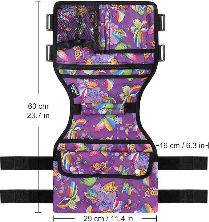 supregear Walker Side Bag, Storage Pouch w/Cup Holder for Folding Walker, Waterproof Caddy Basket for Side Bar Accessory Attachment for Seniors Elderly, Double Sided Organizer