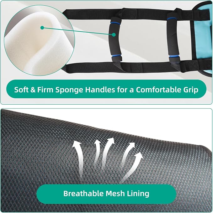 Transfer Sling, Gait Belt Transfer Belt with Padded Handles for Patient Lift Assist & Mobility Standing - Safely Move Elderly and Disabled from Bed and Wheelchair