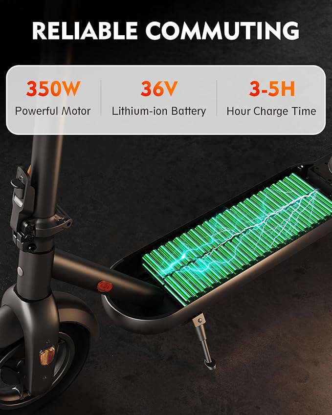 V22PRO Electric Scooter for Adults, 10" Honeycomb Tires, 14 Miles Range, 350W Motor & 20 MPH Portable Folding Commuting Electric Scooter with Turn Signals & App