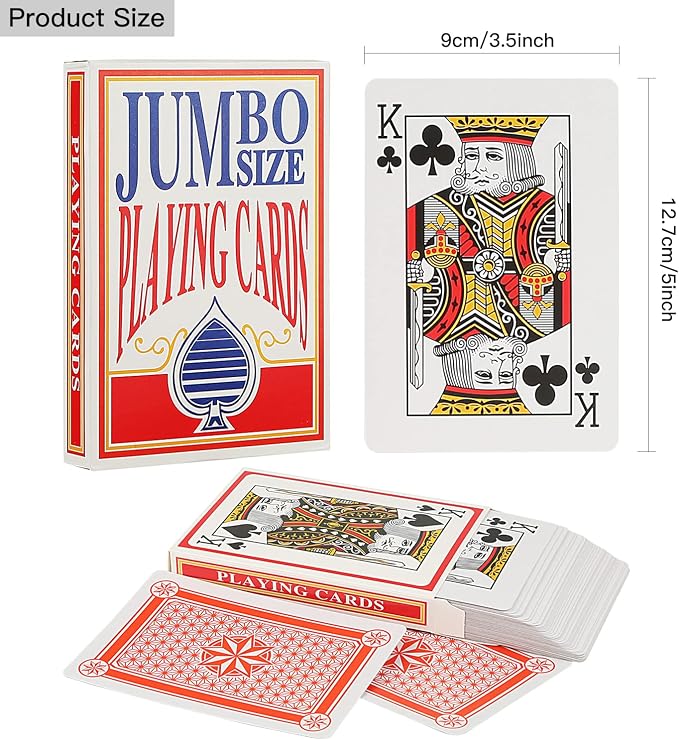 SeptCity Jumbo Playing Cards, 3.5 X 5 Inches Super Big Giant Game Theme Full Deck Huge Poker Oversize Decorations of Magic Party (1 Pack) (2 Times)