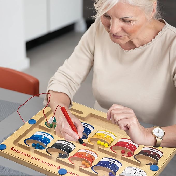 Dementia Activities for Seniors, Cognitive Games for Elderly, Magnetic Color & Number Alzheimers Products for Patients with Parkinsons, Easy Sorting Matching Memory Maze Board Gadgets Gifts