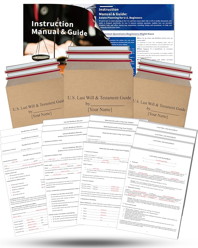 2026 4-in-1 Estate Planning Kit – Includes Last Will, Living Trust & Power of Attorney Forms – Lawyer-Prepared Templates with Instructions – Valid in All 50 States（3pcs）