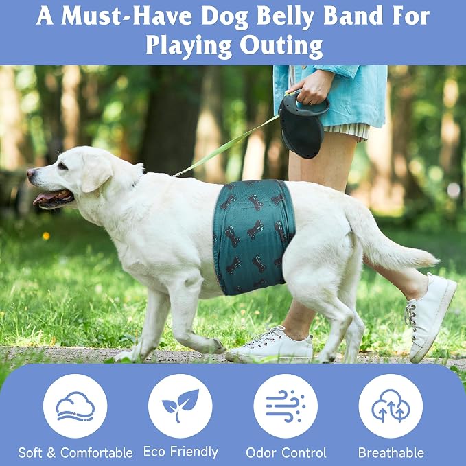 5 Pack Dog Diapers Male, Premium Belly Bands for Male Dogs, High Absorbing Male Dog Pee Wraps for Doggie in Incontinence or Excitable Urination and Training XL