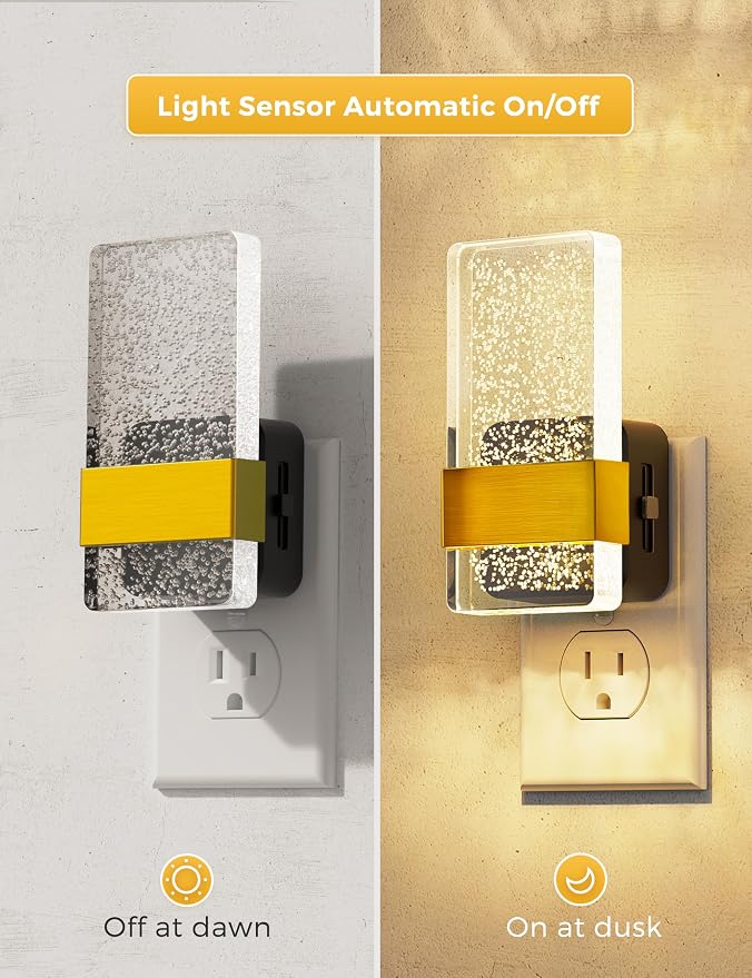 L LOHAS LED Night Light, Bathroom Night Lights Plug Into Wall with Dusk-to-Dawn Sensor, 0-100LM Dimmable Nightlight, Wall Sconce-Style Design Nightlights for Hallway,Stairway,Gift, 1 Pack