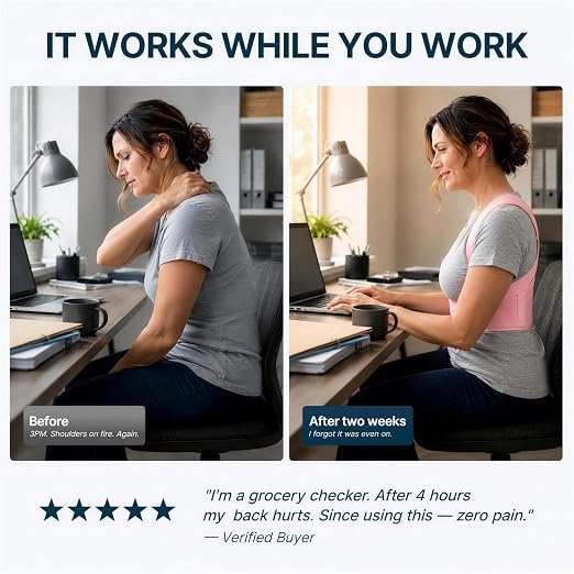 Fit Geno Posture Corrector for Women Lite, Upper Back Brace for Slouching | An Adjustable, Lightweight Design Supports Your Neck, Shoulders, and Upper Back to Help You Sit and Stand Taller