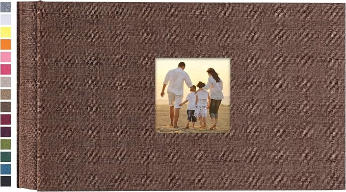 potricher Small Photo Album 4x6 100 Photos Linen Cover Picture Photo Book for Family Wedding Anniversary Baby Vacation (Brown,100 Pockets)