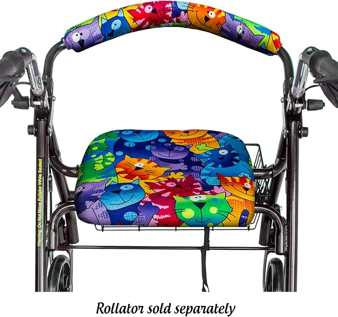 Top Glides Universal Rollator Walker Seat and Backrest Covers (Cats)